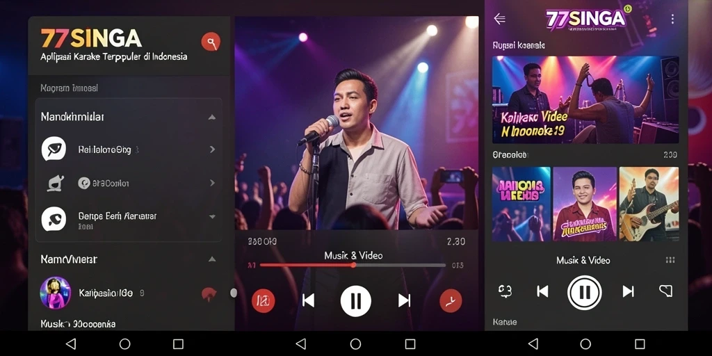 Tampilan antarmuka 77SINGA yang mudah digunakan untuk karaoke.