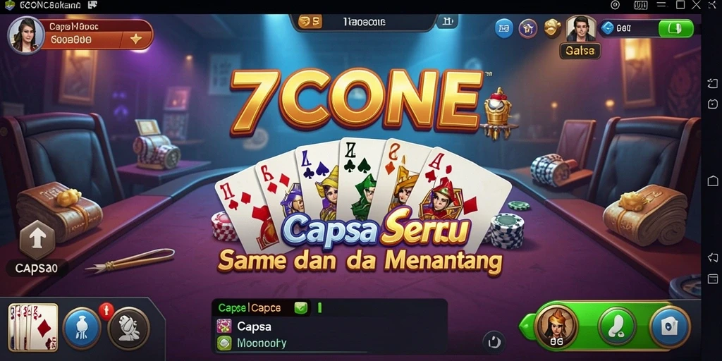 Tampilan antarmuka 7CONE yang menarik dan intuitif untuk permainan Capsa.