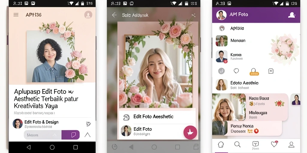 Antarmuka aplikasi API36 yang sederhana dan fungsional untuk Edit Foto Aesthetic.