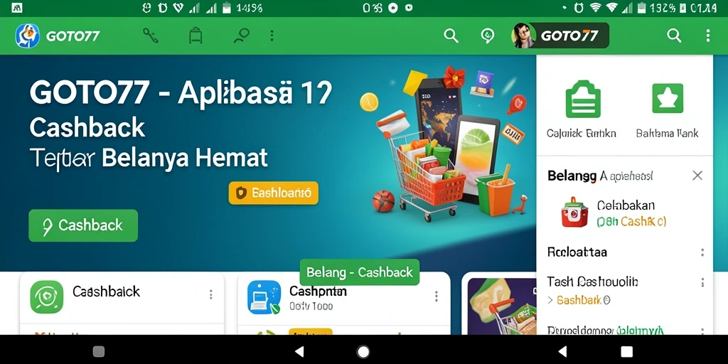 Antarmuka aplikasi GOTO77 yang user-friendly menampilkan berbagai penawaran Cashback.