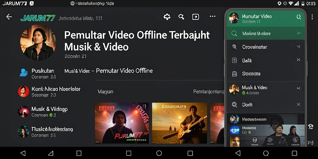 Antarmuka utama JARUM77 yang menampilkan fitur Pemutar Video Offline.