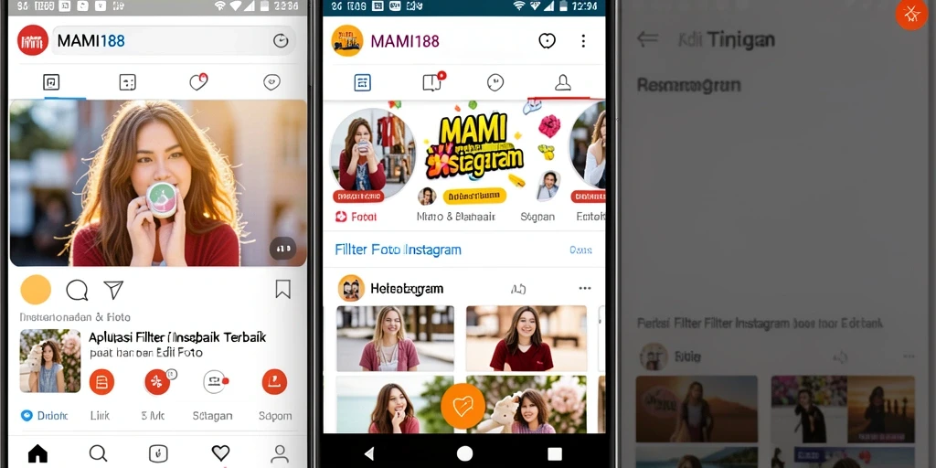 Antarmuka MAMI188 yang menawan dengan berbagai filter Instagram.