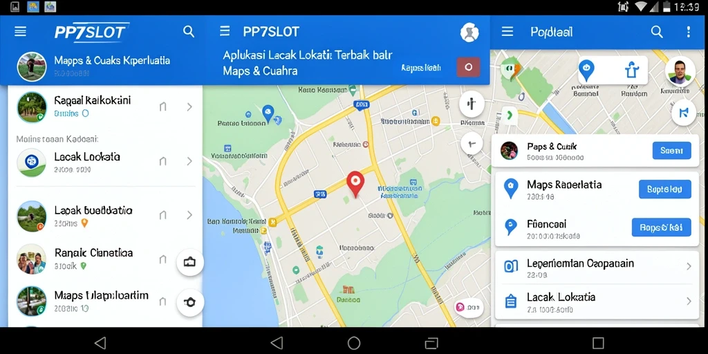 Antarmuka pengguna PP7SLOT menampilkan peta interaktif dan fitur lacak lokasi.