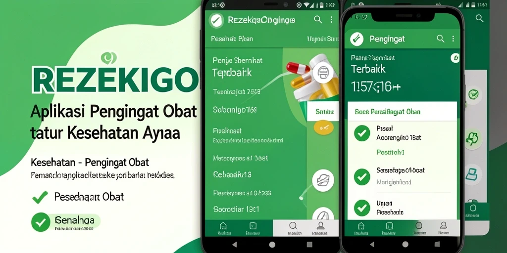 Antarmuka pengguna REZEKIGO menampilkan pengingat obat yang jelas dan mudah dipahami.